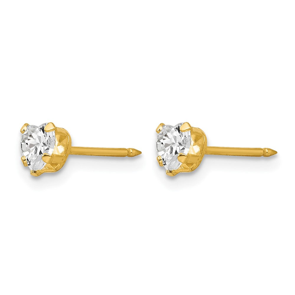 Inverness 14k 4mm Clear Heart CZ Earrings