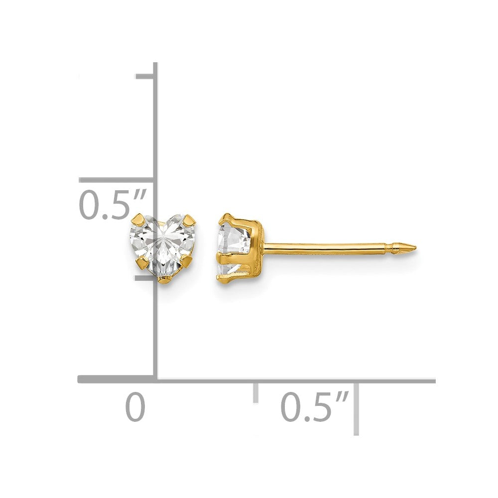 Inverness 14k 4mm Clear Heart CZ Earrings