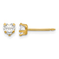 Inverness 14k 4mm Clear Heart CZ Earrings
