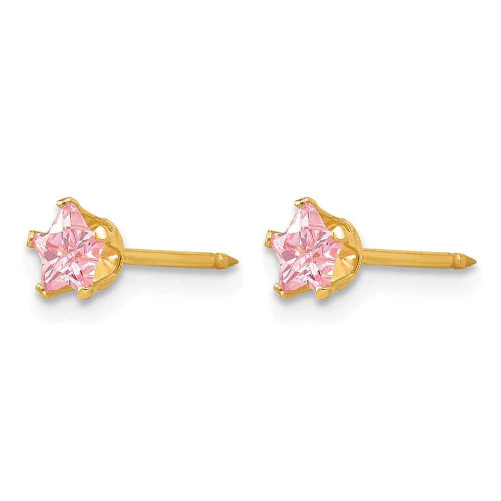 Inverness 14k 4mm Pink Star CZ Earrings