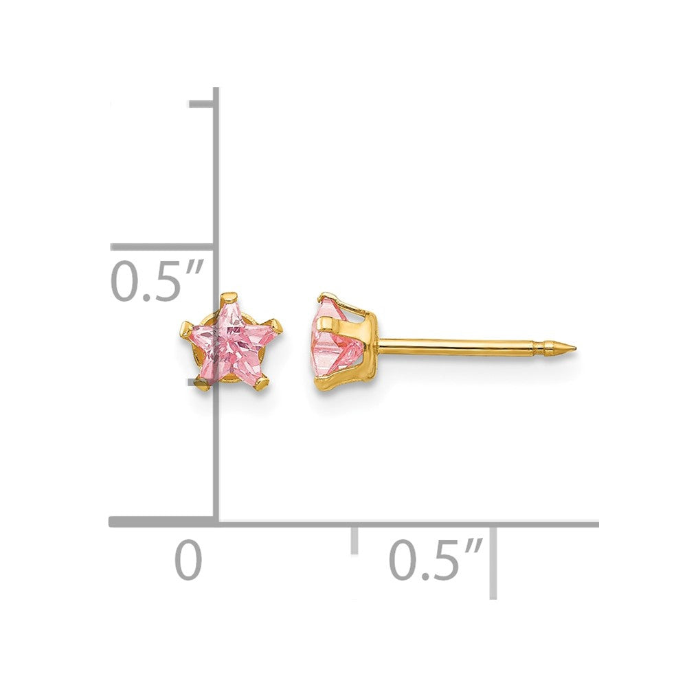 Inverness 14k 4mm Pink Star CZ Earrings