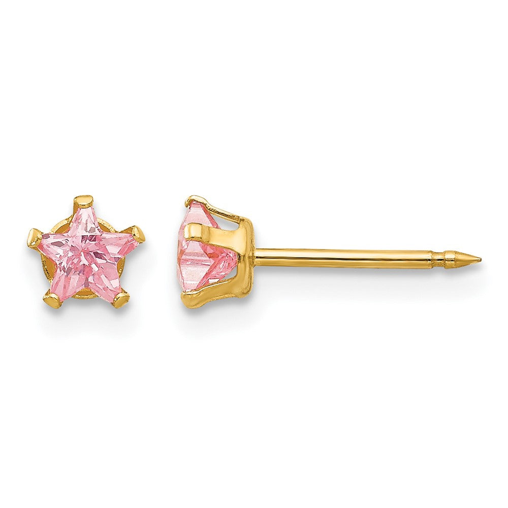 Inverness 14k 4mm Pink Star CZ Earrings