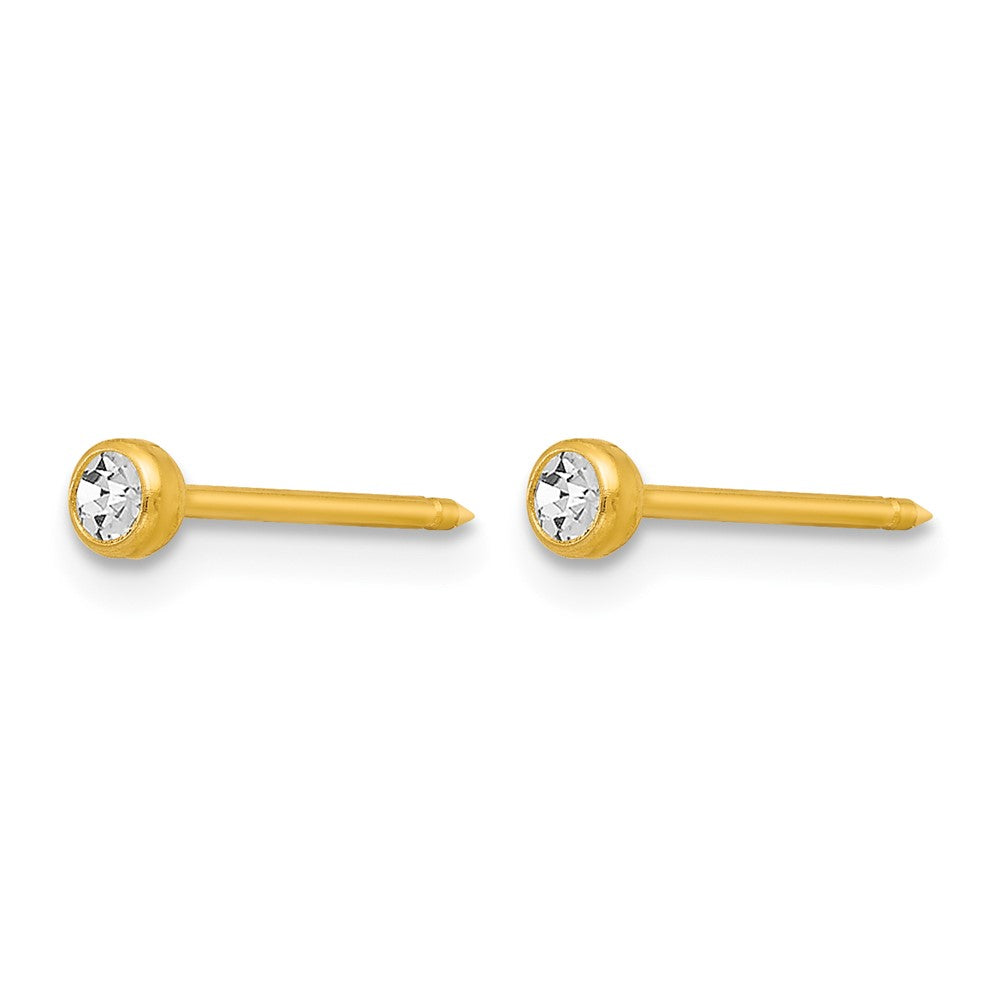 Inverness 14k 3mm Bezel Crystal Post Earrings