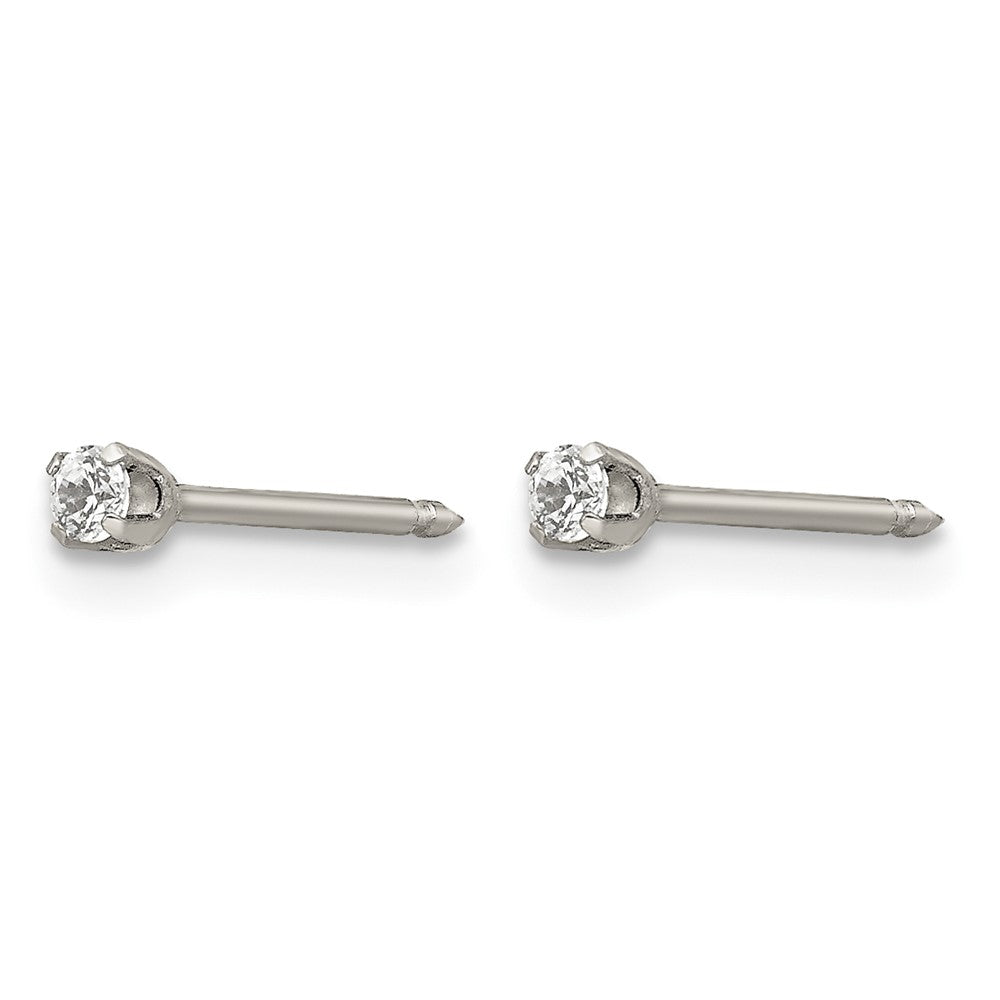 Inverness Stainless Steel Polished 2mm CZ Post Earrings