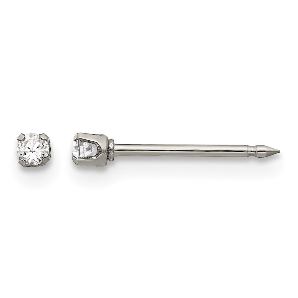 Inverness Stainless Steel Polished 2mm CZ Post Earrings