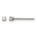Inverness Stainless Steel Polished 2mm CZ Post Earrings