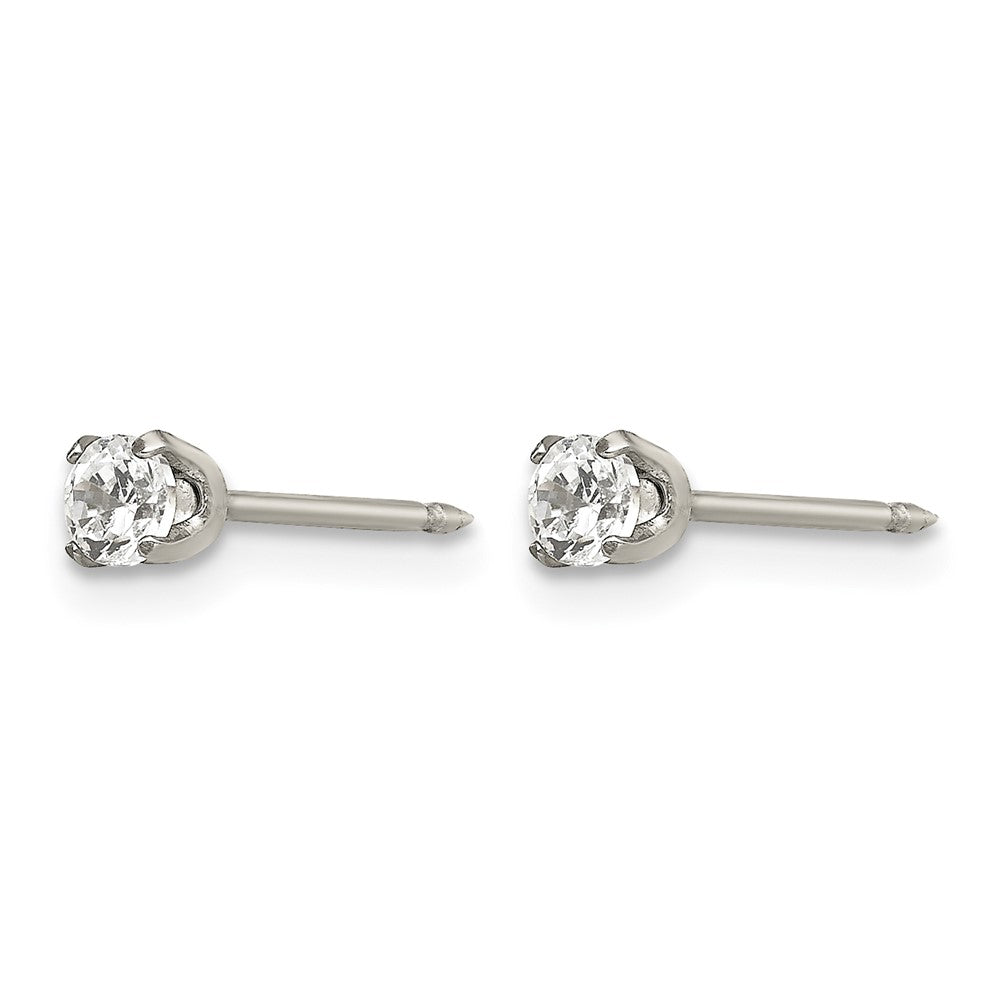 Inverness Stainless Steel Polished 3mm CZ Post Earrings
