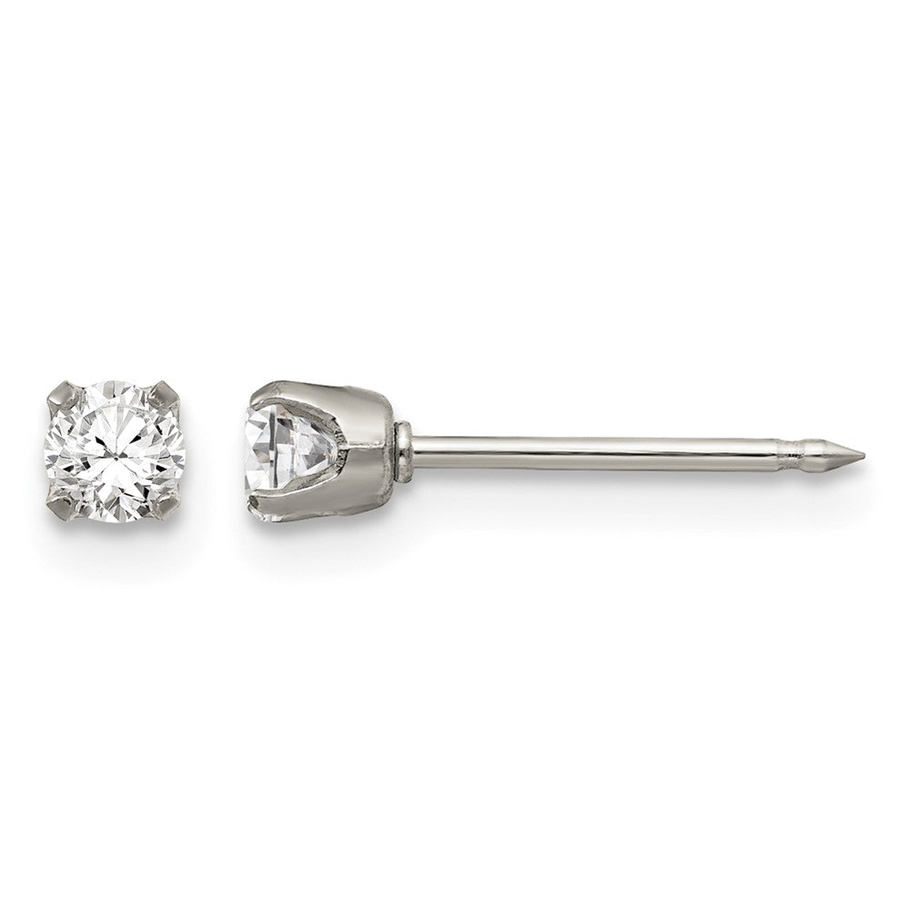 Inverness Stainless Steel Polished 3mm CZ Post Earrings