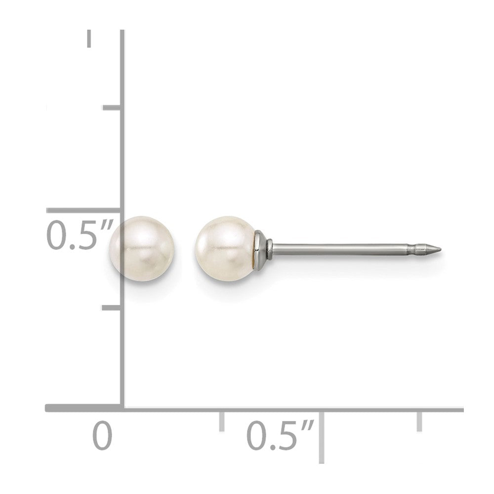 Inverness Titanium 4mm Glass Pearl Post Earrings