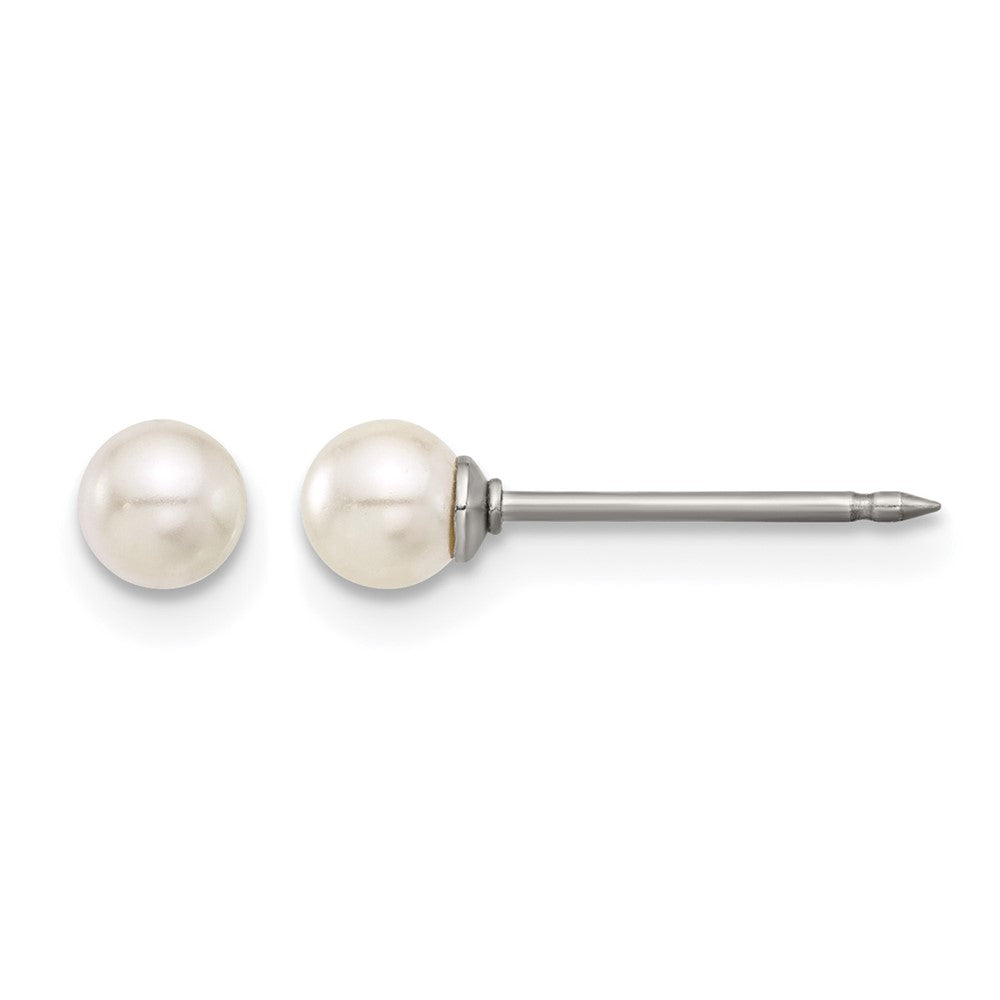 Inverness Titanium 4mm Glass Pearl Post Earrings