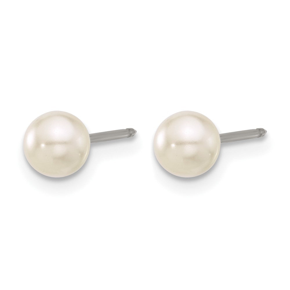 Inverness Titanium 5mm Glass Pearl Post Earrings