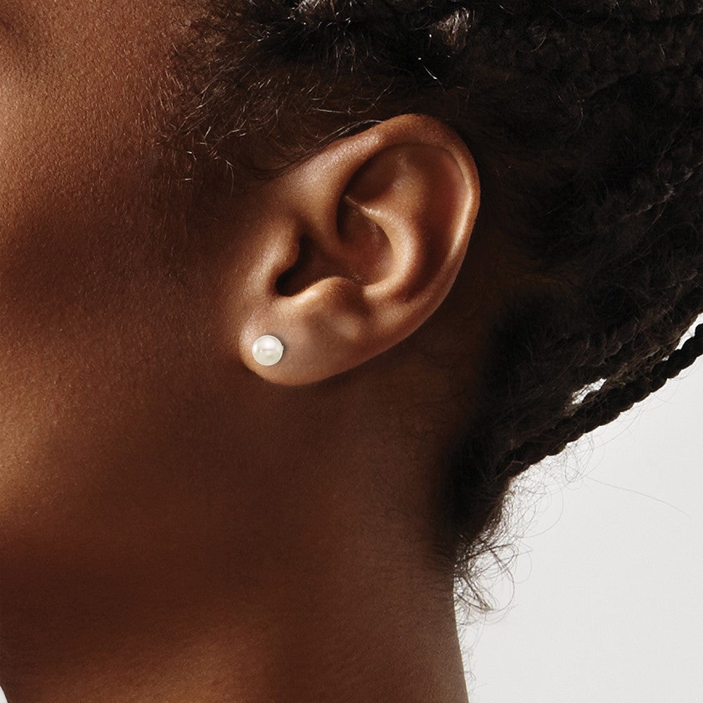 Inverness Titanium 5mm Glass Pearl Post Earrings