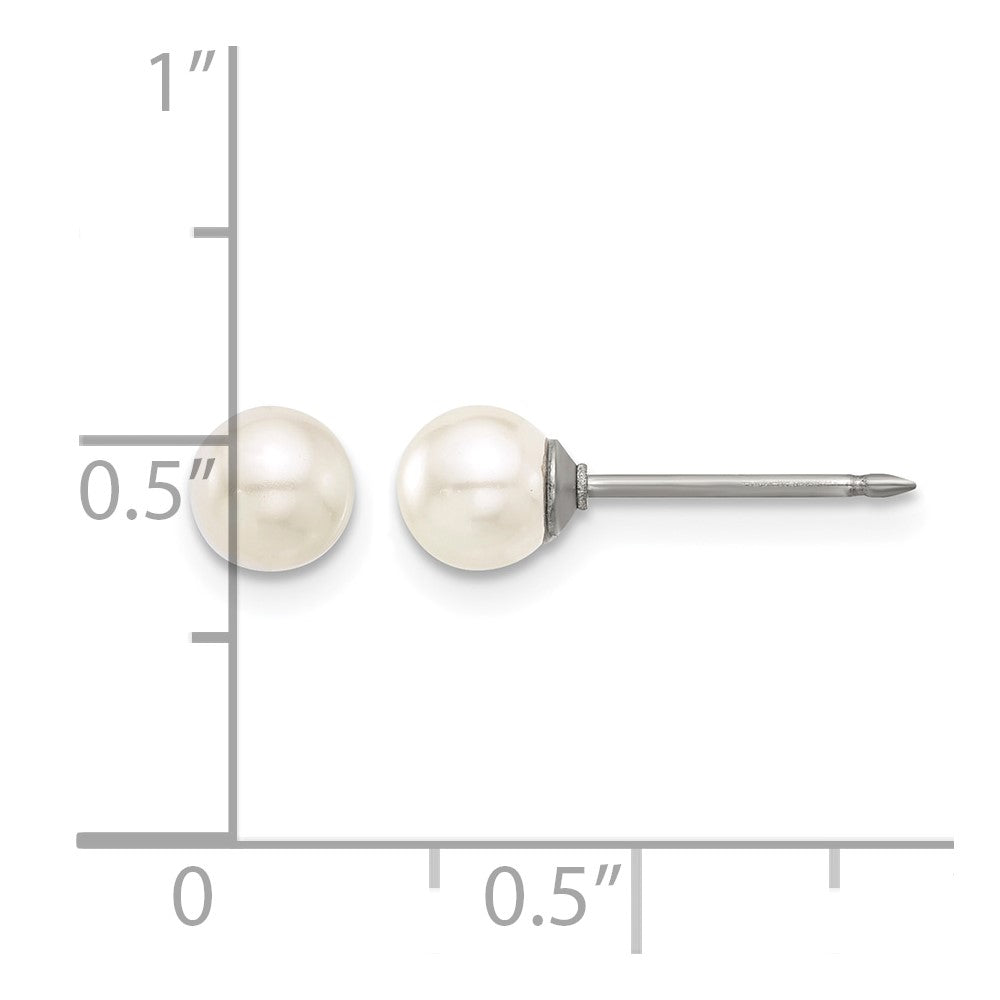 Inverness Titanium 5mm Glass Pearl Post Earrings