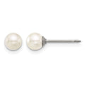 Inverness Titanium 5mm Glass Pearl Post Earrings