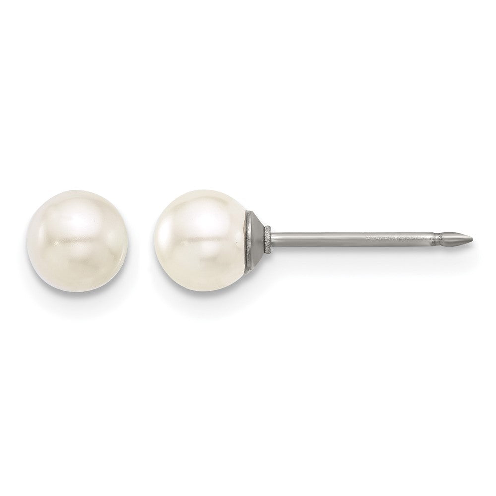 Inverness Titanium 5mm Glass Pearl Post Earrings
