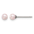 Inverness Stainless Steel 4mm Pink Glass Pearl Post Earrings