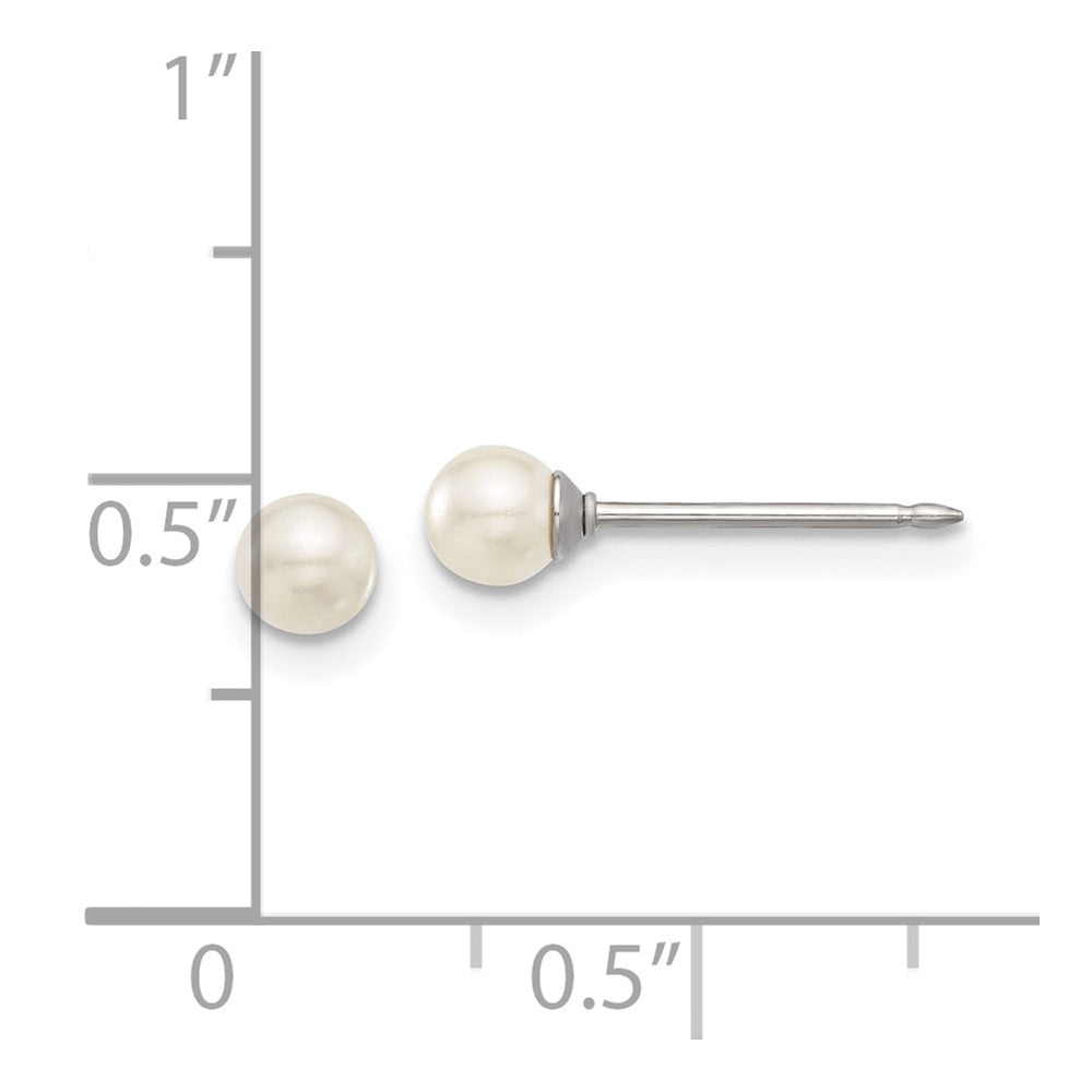 Inverness Stainless Steel 4mm Glass Pearl Post Earrings