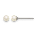 Inverness Stainless Steel 4mm Glass Pearl Post Earrings