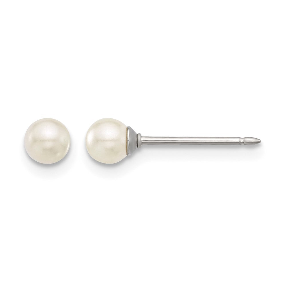 Inverness Stainless Steel 4mm Glass Pearl Post Earrings