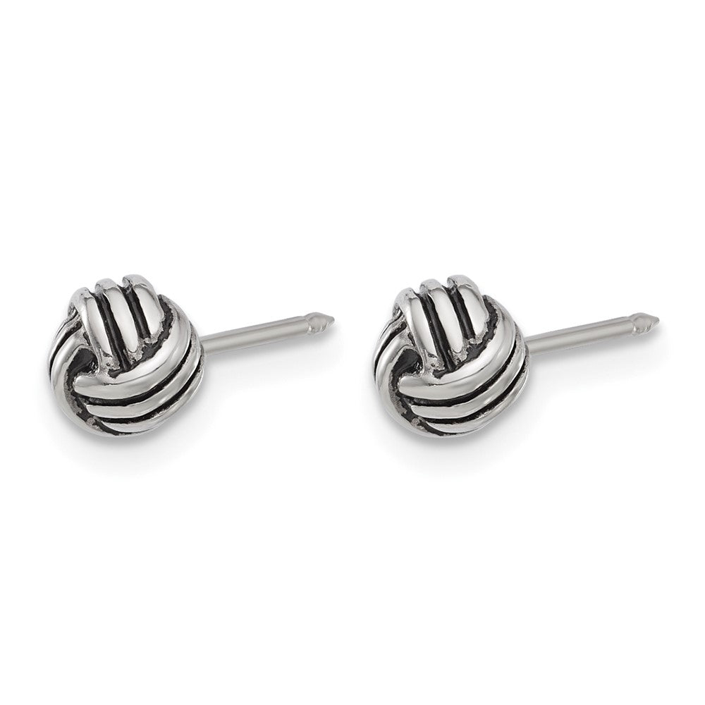 Inverness Stainless Steel Antiqued Love Knot Post Earrings