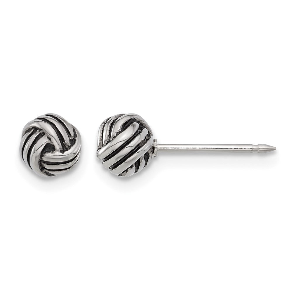 Inverness Stainless Steel Antiqued Love Knot Post Earrings