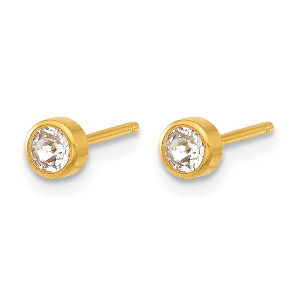 Inverness 14K Polished 4mm Crystal Bezel Post Earrings