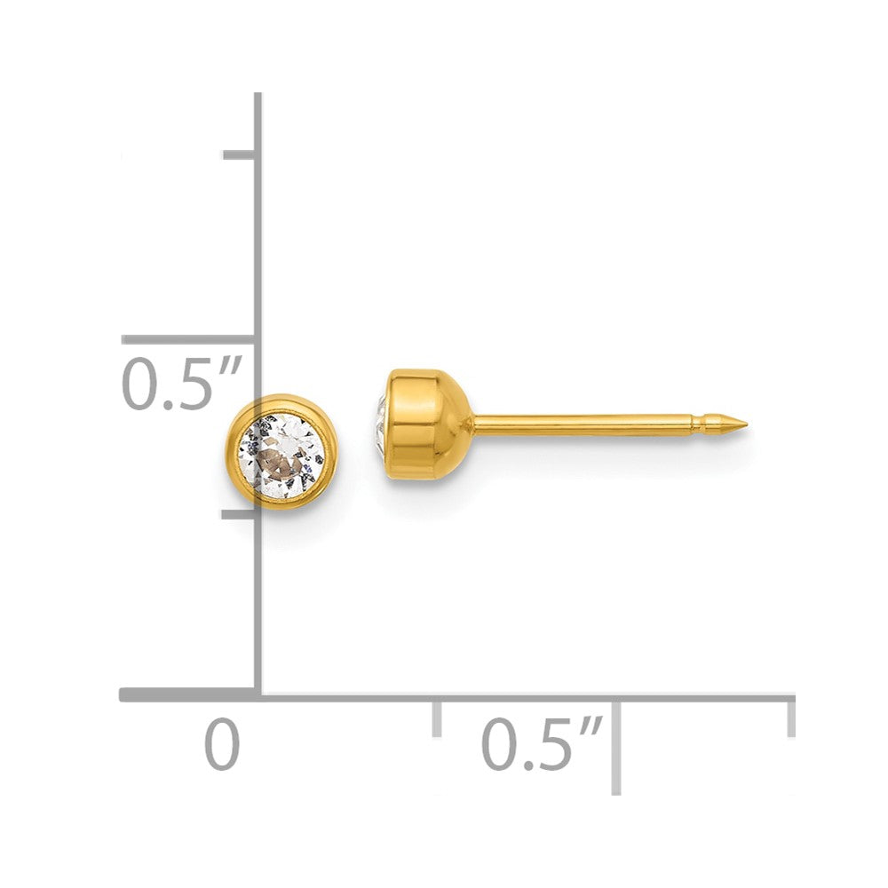 Inverness 14K Polished 4mm Crystal Bezel Post Earrings