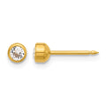 Inverness 14K Polished 4mm Crystal Bezel Post Earrings