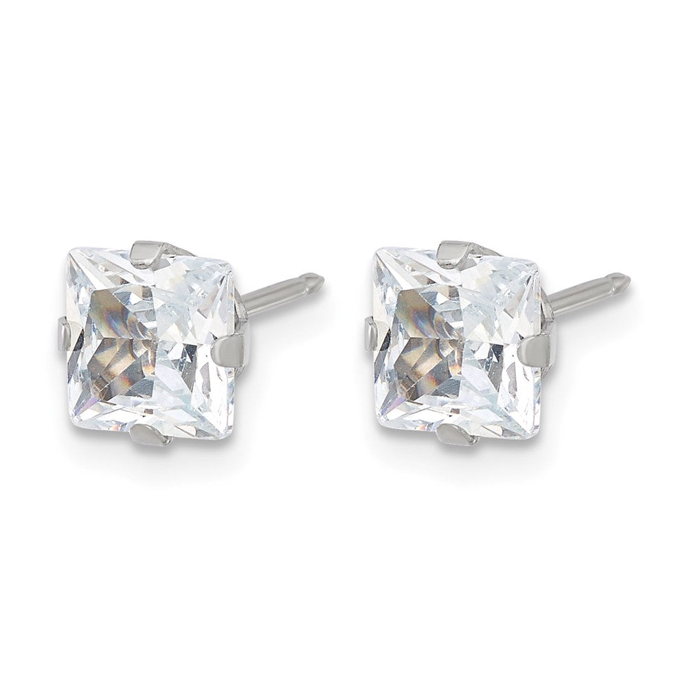 Inverness Stainless Steel 6mm Square CZ Post Earrings