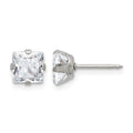 Inverness Stainless Steel 6mm Square CZ Post Earrings