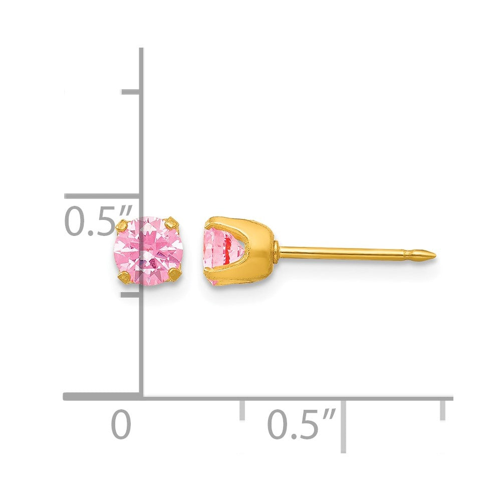 Inverness 14k 5mm Pink CZ Post Earrings