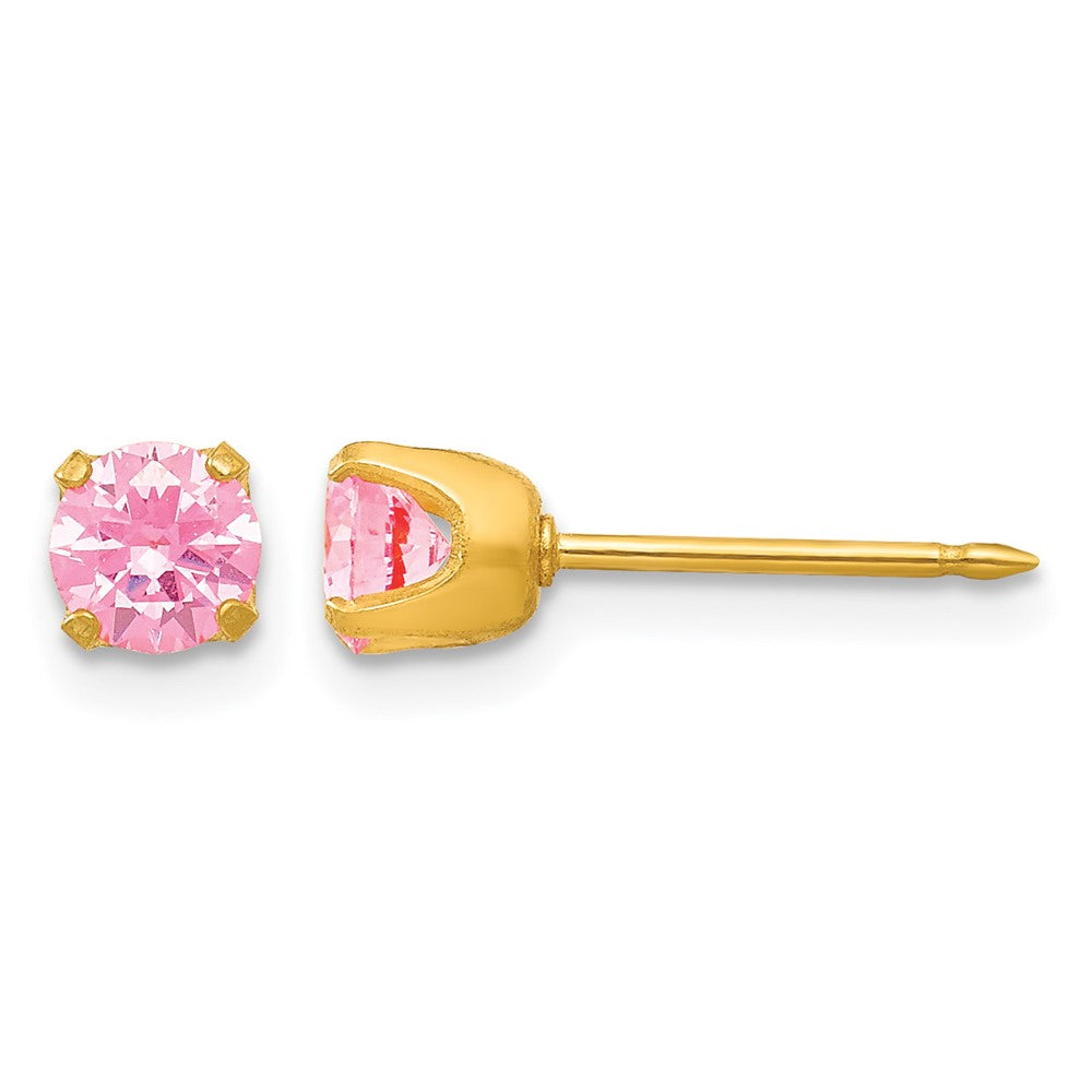 Inverness 14k 5mm Pink CZ Post Earrings