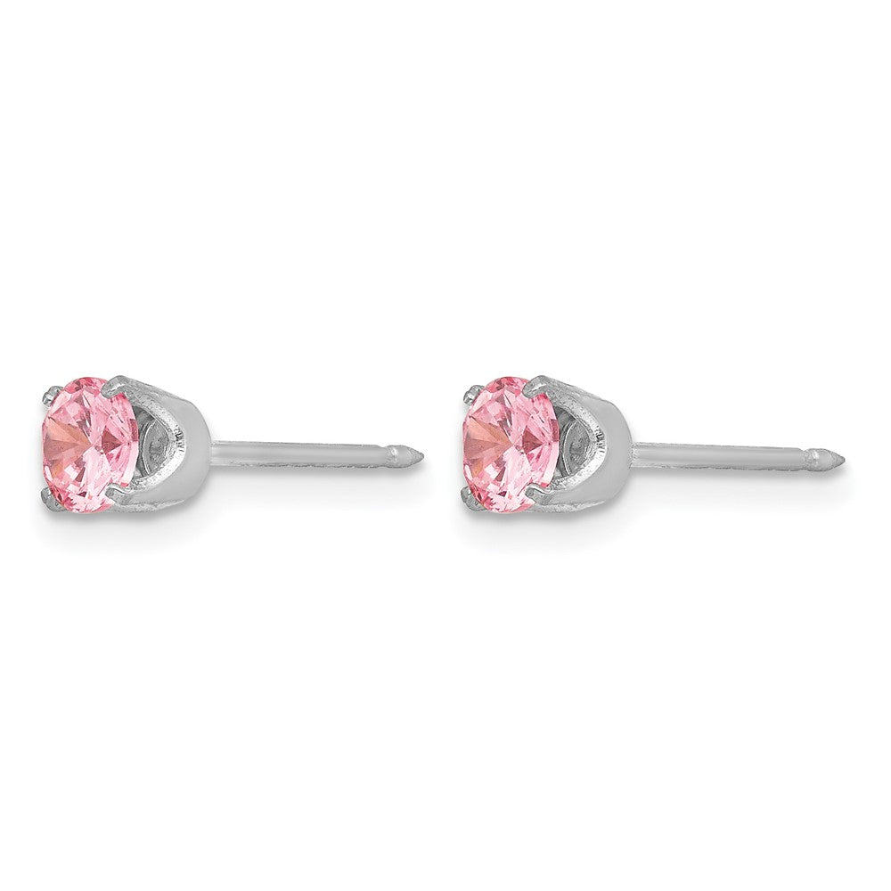Inverness 14k White Gold 5mm Pink CZ Earrings