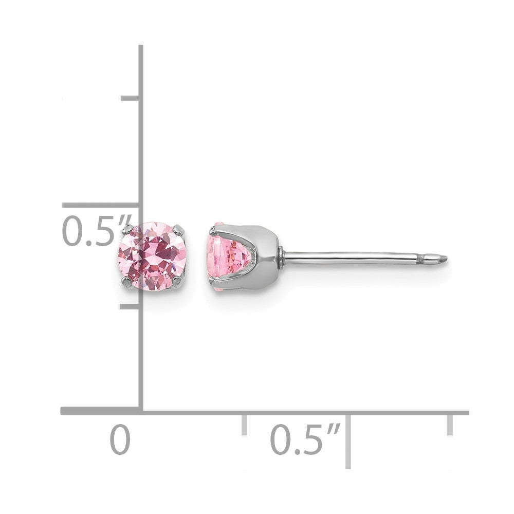 Inverness 14k White Gold 5mm Pink CZ Earrings