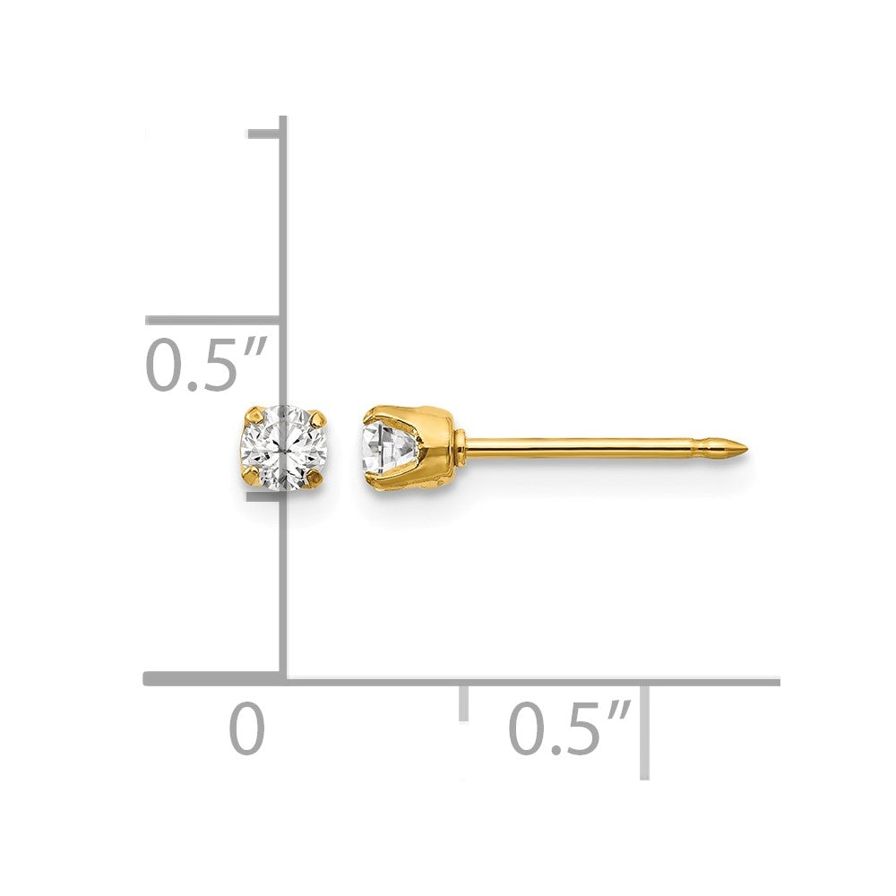 Inverness 14k 3mm CZ Long Post Earrings