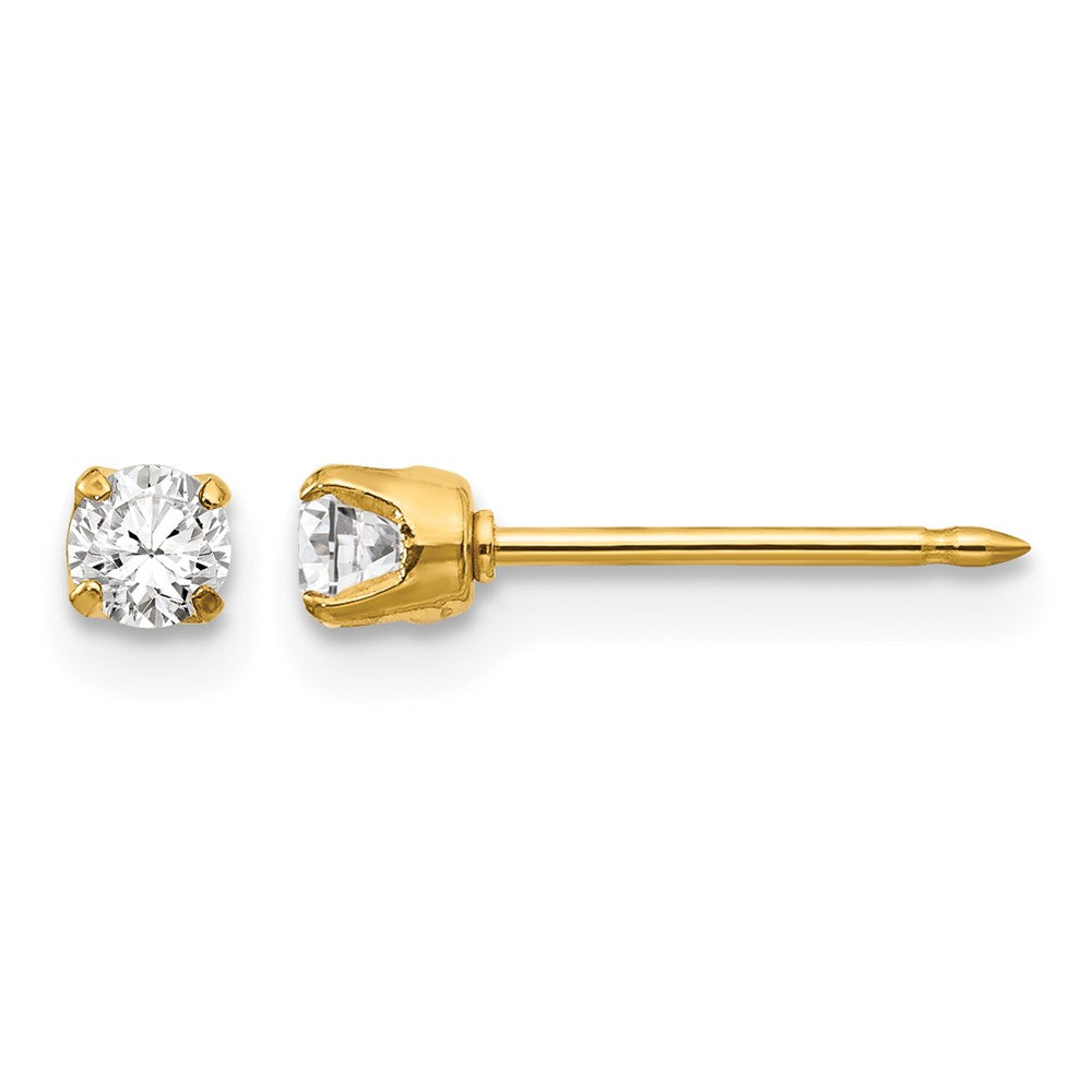 Inverness 14k 3mm CZ Long Post Earrings