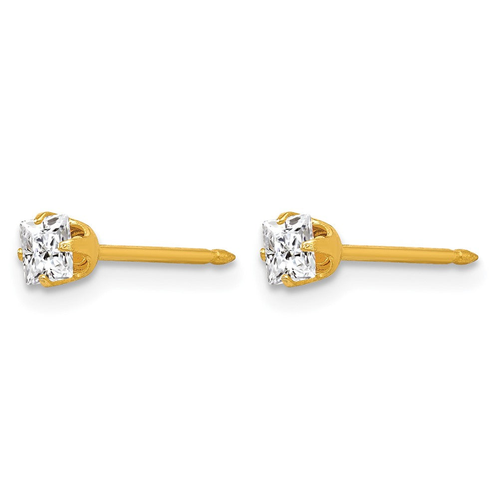 Inverness 14k 3mm Square CZ Post Earrings
