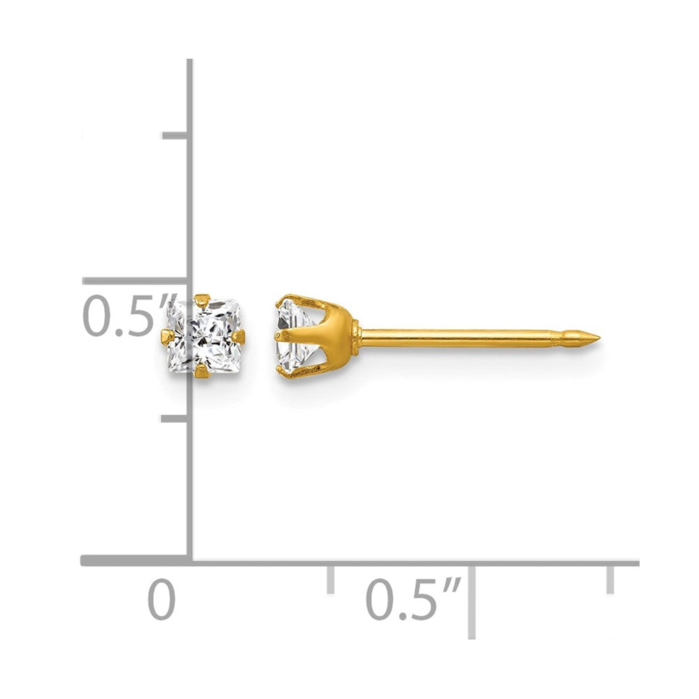 Inverness 14k 3mm Square CZ Post Earrings