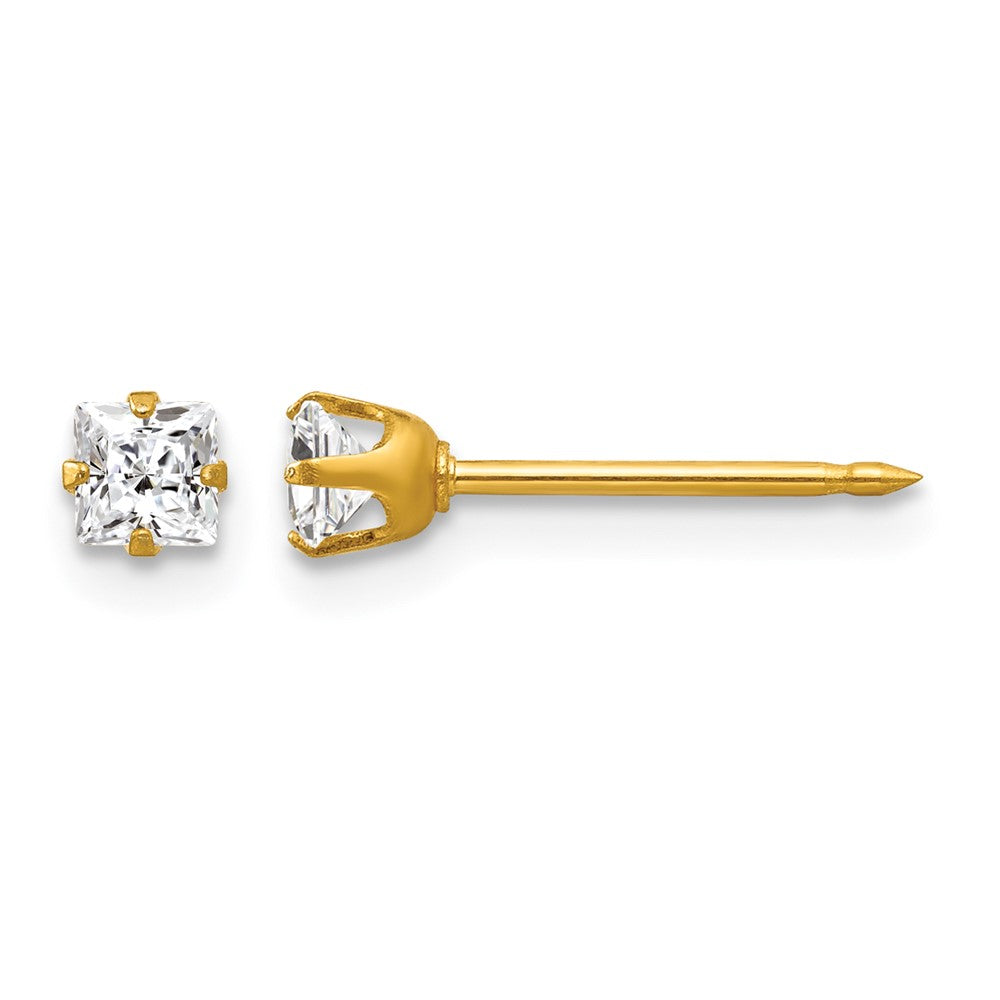 Inverness 14k 3mm Square CZ Post Earrings