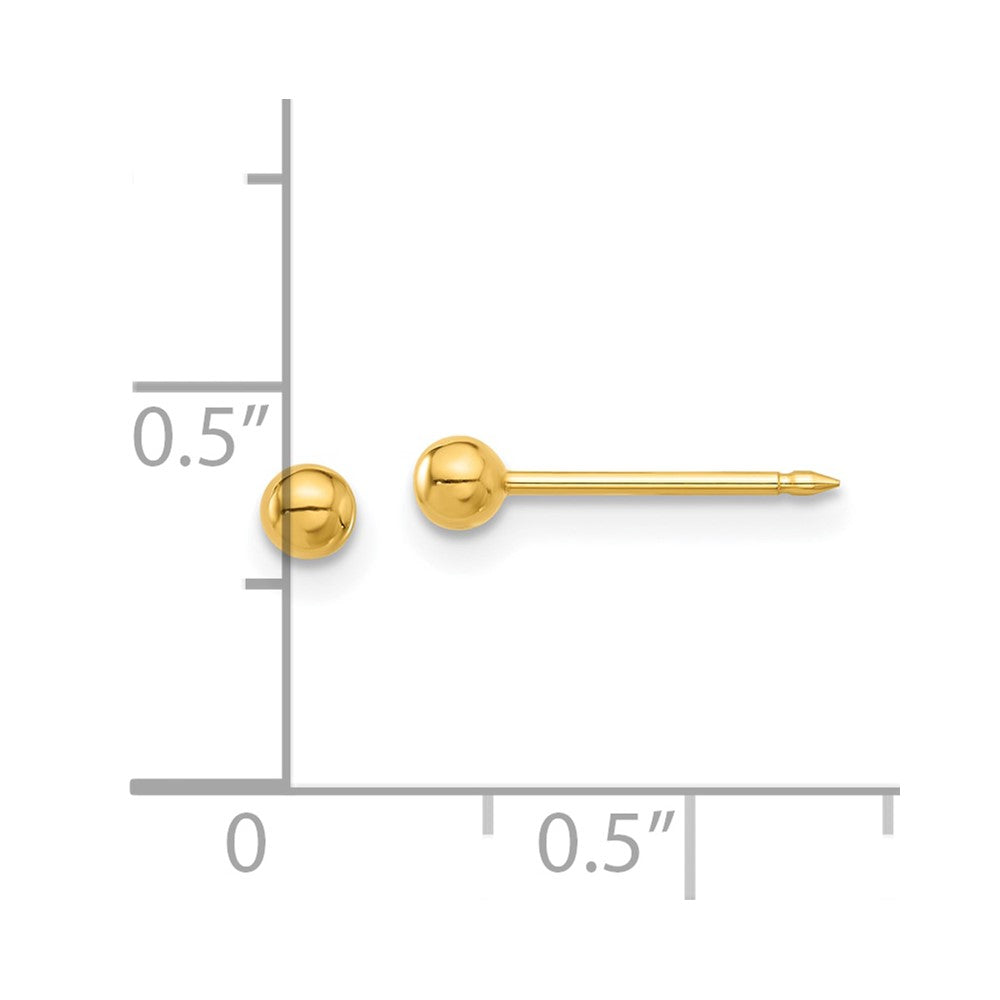 Inverness Stainless Steel 24K Gold-plated 3mm Ball Post Earrings