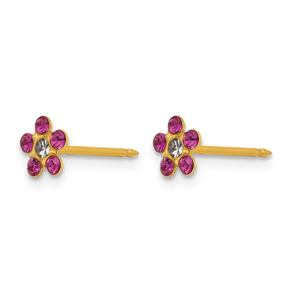 Inverness 14k February Purple Crystal Birthstone Flower Earrings
