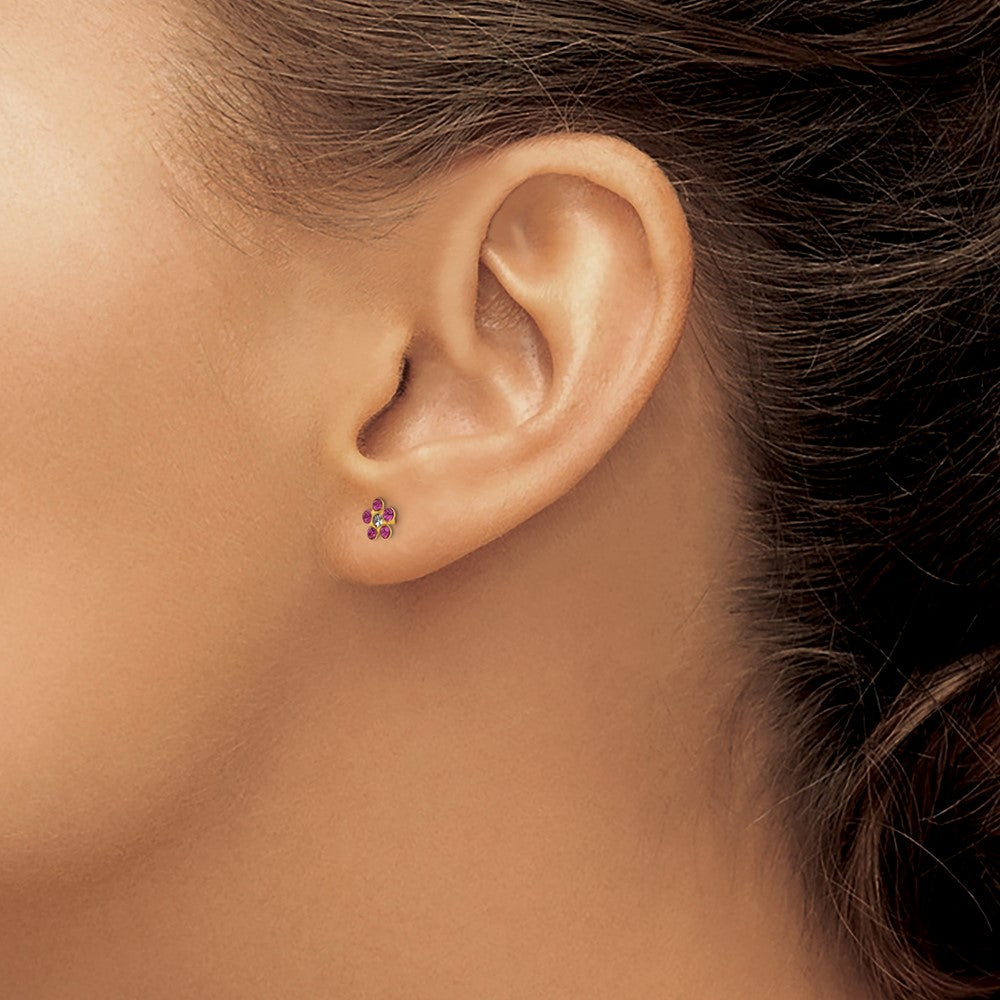 Inverness 14k February Purple Crystal Birthstone Flower Earrings