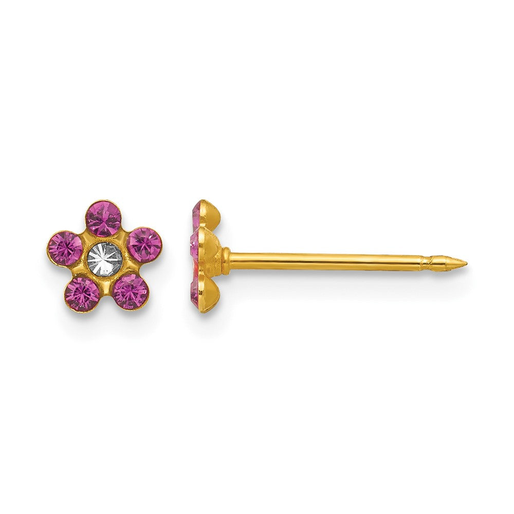 Inverness 14k February Purple Crystal Birthstone Flower Earrings
