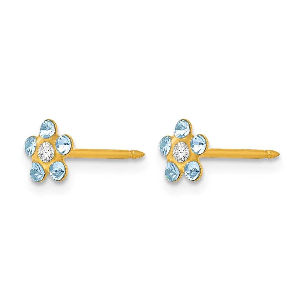 Inverness 14k March Lt Blue Crystal Birthstone Flower Earrings