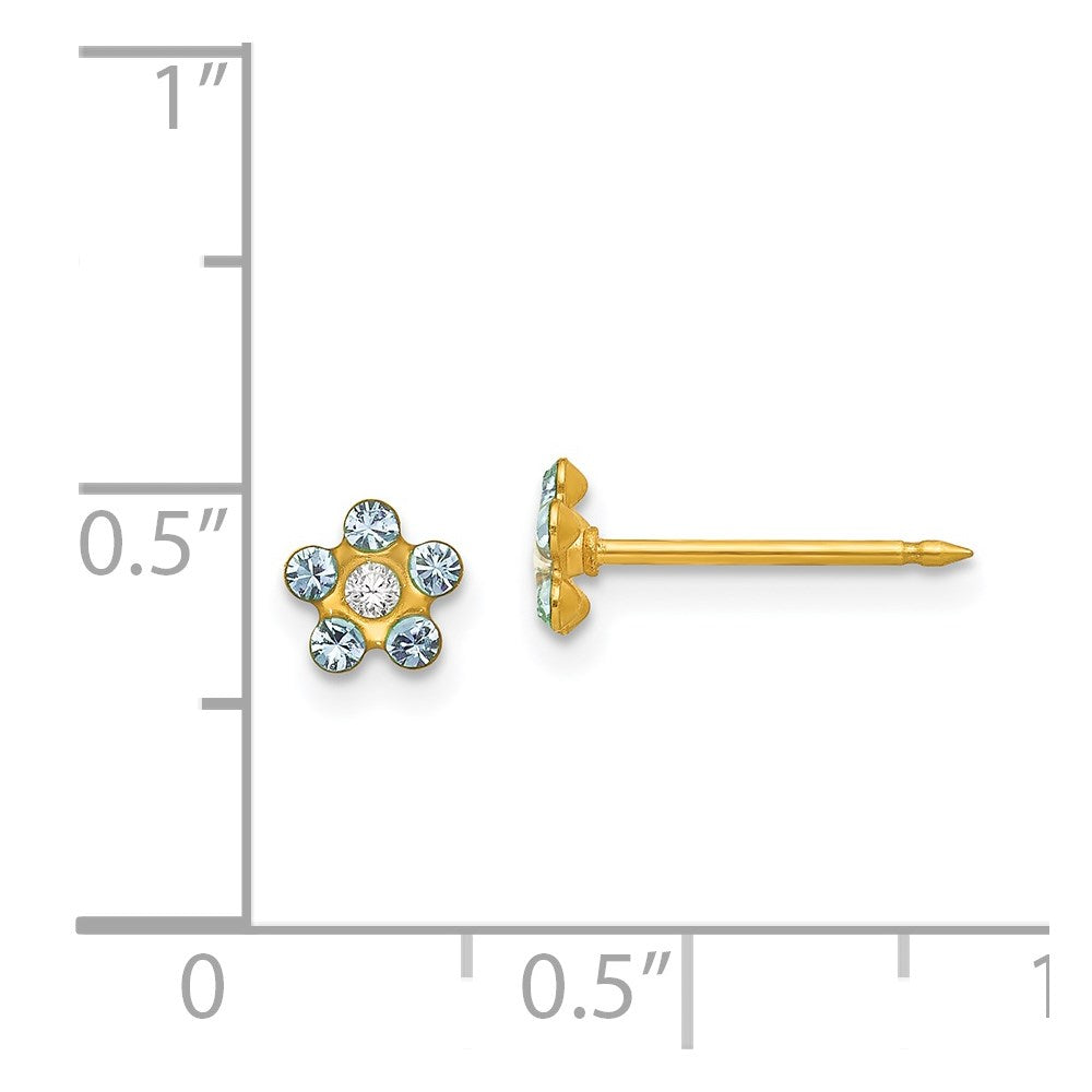 Inverness 14k March Lt Blue Crystal Birthstone Flower Earrings
