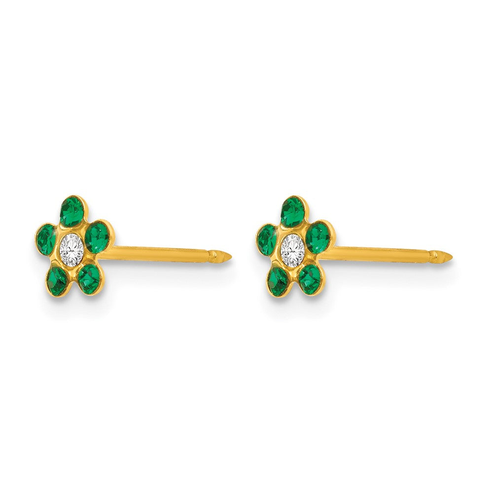 Inverness 14k May Green Crystal Birthstone Flower Earrings