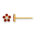 Inverness 14k July Red Crystal Birthstone Flower Earrings