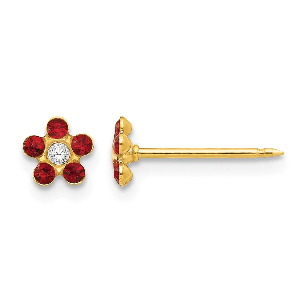 Inverness 14k July Red Crystal Birthstone Flower Earrings