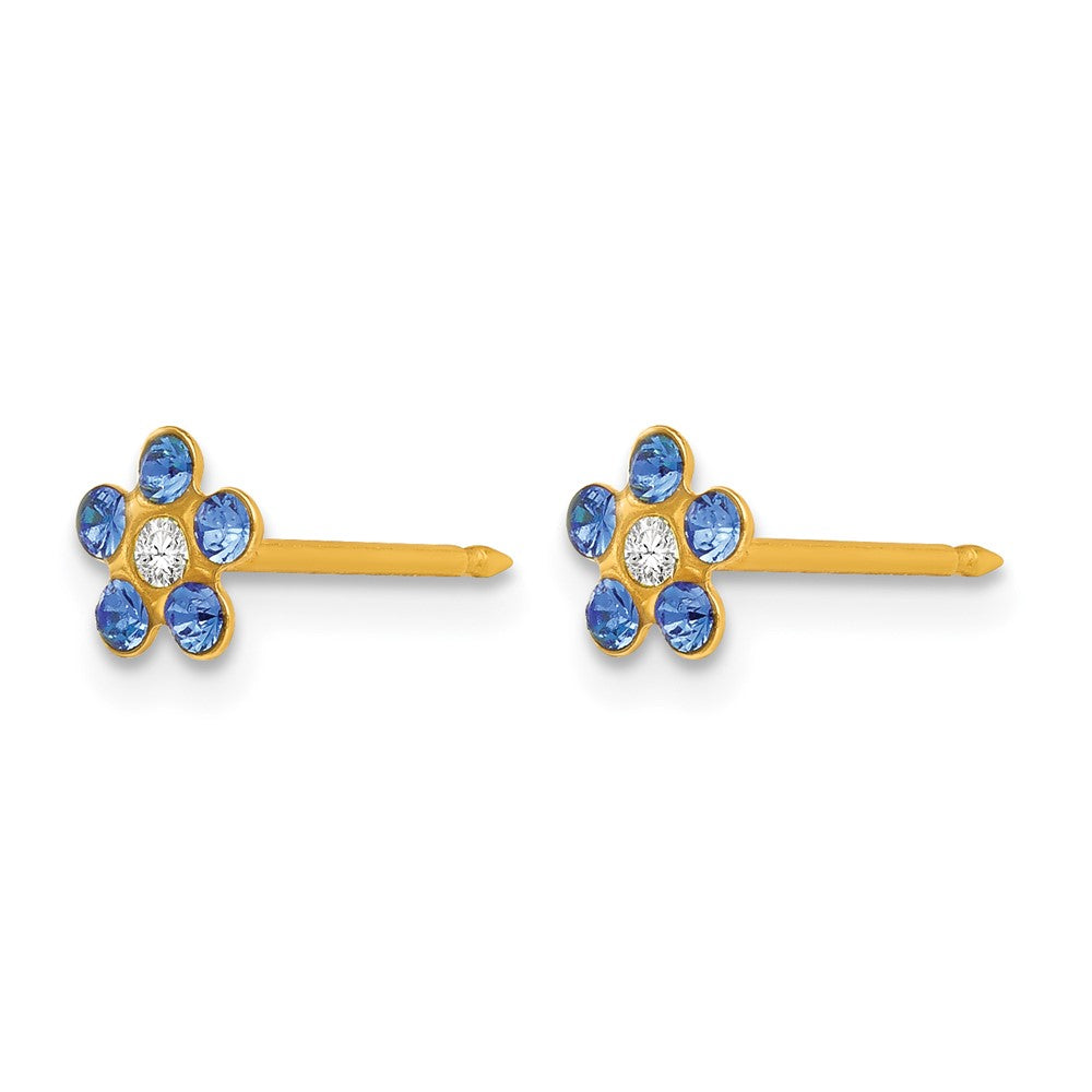 Inverness 14k September Blue Crystal Birthstone Flower Earrings