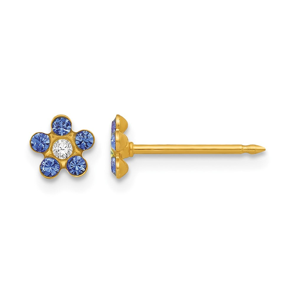 Inverness 14k September Blue Crystal Birthstone Flower Earrings